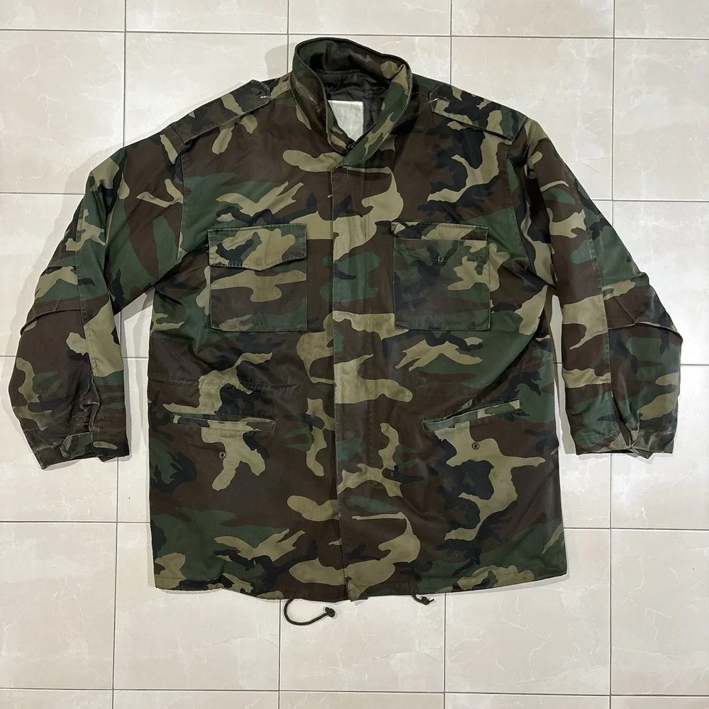 Vintage Military 2 In 1 Jacket Parka Heavy Camo Large Woobie Vest 90s Coat